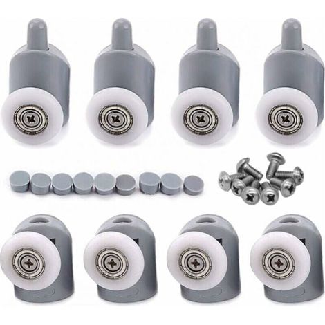 Shower Door Wheels, Pulleys, Bathroom Sliding Door Wheels, 25 mm, 8 Pieces, (1/4)