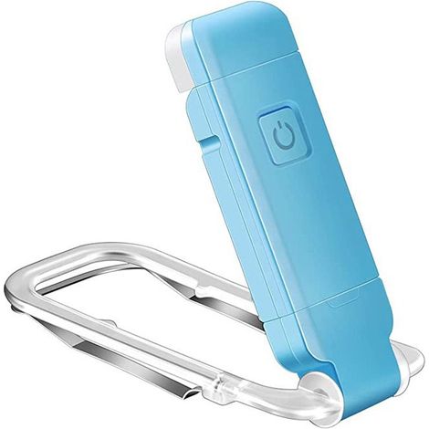 USB rechargeable clip LED reading light – bookmark style lamp – adjustable brightness – ideal for bedside reading, Blue (1/5)
