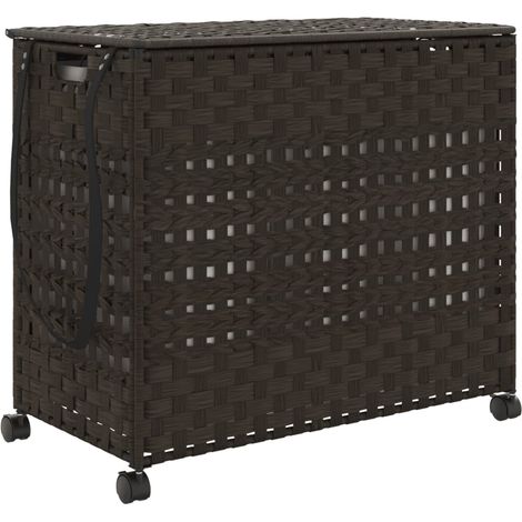 Panier à linge,Panier à vêtements avec roulettes marron foncé 66x35x60 cm CFW963399 (1/5)