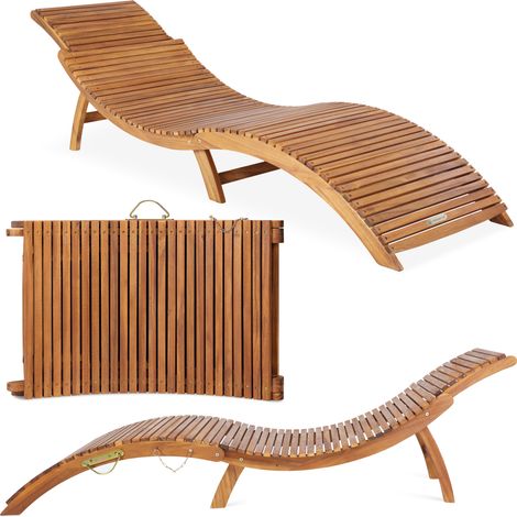 CASARIA® Sonnenliege Klappbar Holz FSC®-zertifiziert 320kg Belastbarkeit 190x60cm Tragegriff Kofferfunktion Garten Balkon Terrasse Gartenliege Klappliege Akazie
