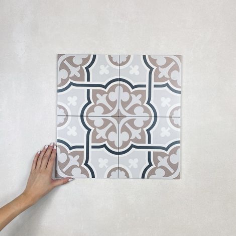 Carrelage Imitation Carreaux de Ciment LA MADELEINE 20x20 cm Flow Marron (1/4)