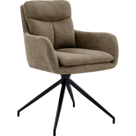 Chaise de salle à manger pivotant 180° en tissu marron avec accoudoirs et piètement métal 100007557 (1/5)