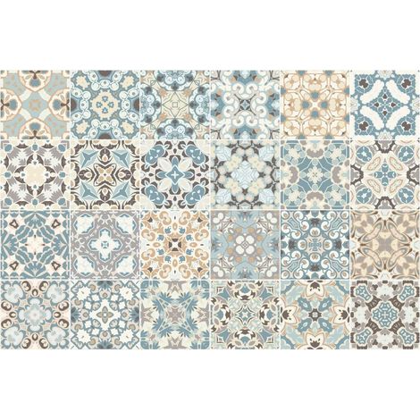 Adhésifs Carrelages Autocollant Ornements Carreaux de Ciment Carrelage Sticker Mural Salle de Bain et Cuisine  24 Pièces de 20 x 20 cm (1/4)
