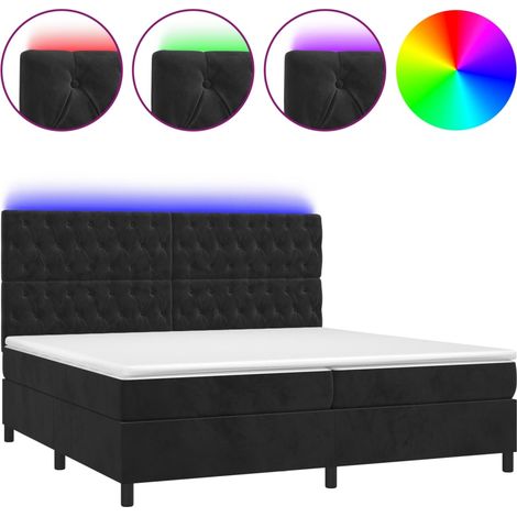 Maison Exclusive - Sommier à lattes de lit matelas et LED Noir 200x200 cm Velours (1/5)