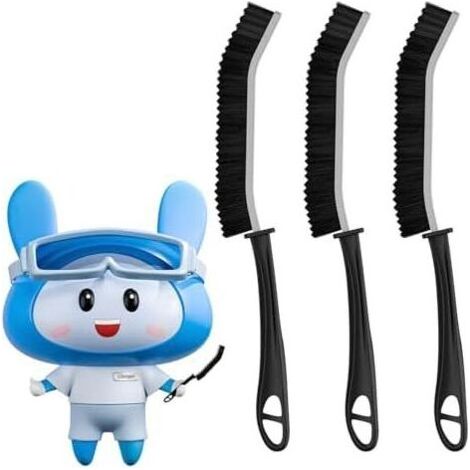 Brosse à Joints, Brosses Nettoyage Salle de Bain avec Poignée Ergonomique, Récurer, Crevasses pour Cuisine, et Rails Fenêtre (3, Noir) Noir - (1/5)