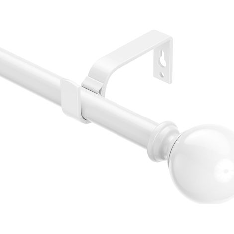 Tringle à rideaux extensible en métal pour fenêtres de 76 à 350 cm de diamètre - 19 mm de diamètre - Pour salon, chambre à coucher - Blanc (1/5)