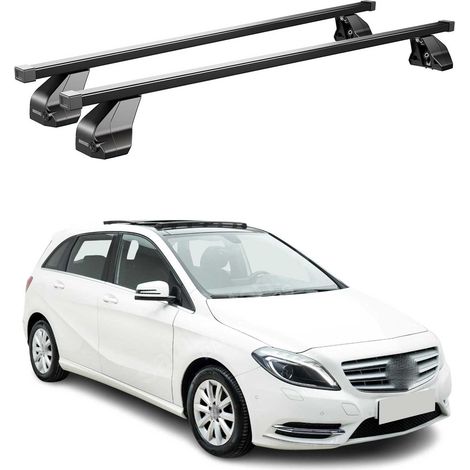 OMAC Dachträger Querträger Stahl für Mercedes B Klasse W246 2012-2018 – Abschließbar – City-Crash-getestet – DIN 75302:2019 – ISO/PAS 11154:2006 – Max. 75 kg Schwarz (1/5)