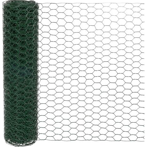 Grillage À Poules pour Arrangements Floraux, 35cm x 6m en Fer Galvanisé Hexagonal Revêtu PVC pour Artisanat/Volaille/Jardin, Clôture en Grillage À Poules [Vert] (1/5)