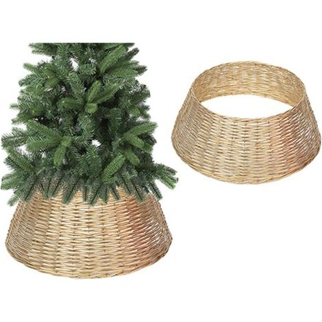 Jupe sapin Noël dorée 40x60 cm, base élégante durable pour décorations de sapin artificiel