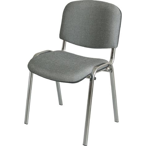 BRB Polsterstuhl, Gestell hochglanzverchromt, Polsterstoff grau, flammhemmend, stapelbar
