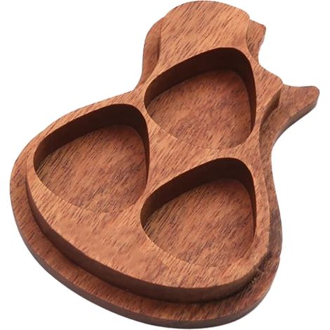 Caja Para Púas De Guitarra - Caja De Madera Con Forma De Guitarra - 3 Ranuras Para Púas - 9,6 X 7,2 X 1,9 Cm - 1 Unidad (1/5)
