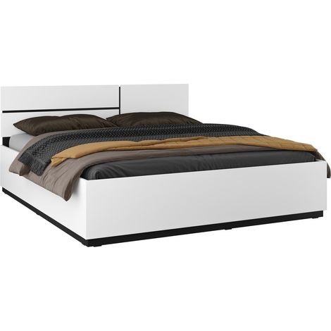 Cama Alfere 123, Blanco, Doble, 180x200, Aglomerado laminado, 184x205x91cm (1/5)
