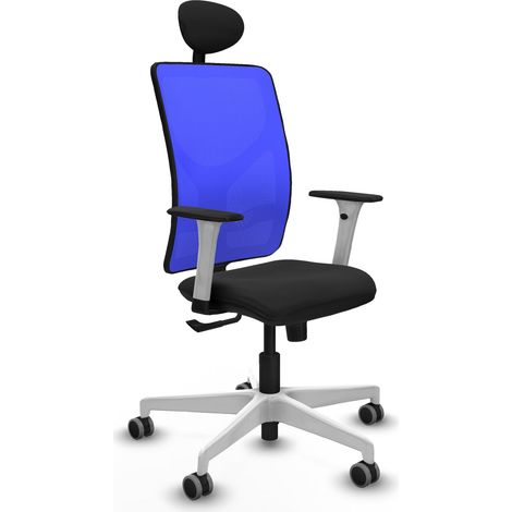 Chaise piqueras y crespo Motilla noir accoudoirs blancs simili cuir (1/2)