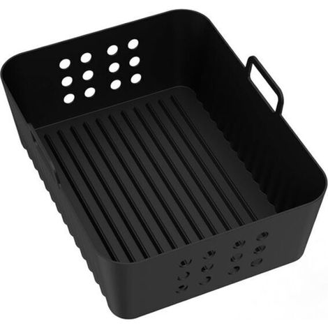 Revêtement en silicone amélioré pour friteuse à air, réutilisable et polyvalent, résistant à la chaleur, pour usage domestique (noir avec tapis de cuisson perforé)