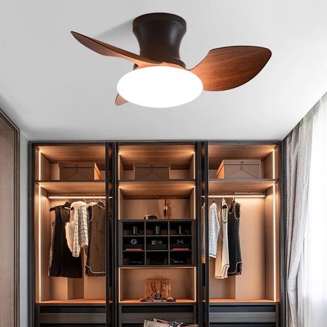 Ventilateur de plafond 65cm avec lumière et télécommande, Ventilateur de plafond LED à intensité variable, 6 vitesses, minuterie, 3 lames