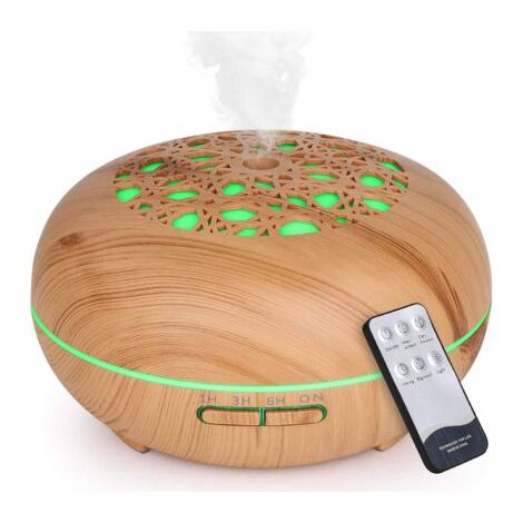 Diffuseur d'huiles essentielles 550ML – Humidificateur électrique à grain de bois – 3 réglages de minuterie – Brume froide silencieuse (1/5)