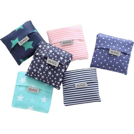 Sacs de courses pliables , style aléatoire , couleurs variées et poignées robustes en tissu Oxford ,