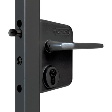 Serratura Ral 9005 Nero LOCINOX - cancello battente maniglia + cilindro - profilo 30-50 - LAKQ3030 U2L