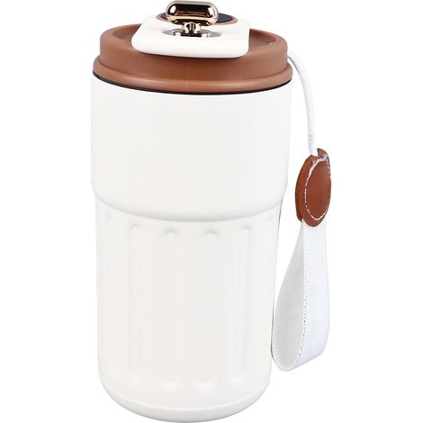 Bouteille d'eau isotherme intelligente, minimaliste et portable, avec affichage intelligent de la température, mug à café pour étudiants, beige et marron. (1/5)