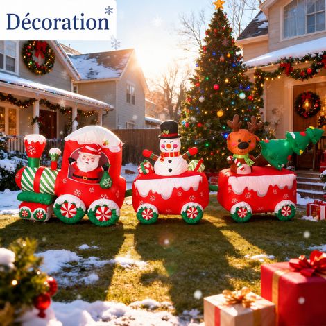 Décoration de Noël gonflable lumineuse train Père Noël 310 x 120 cm prise US par défaut 28 × 28 × 18 cm 1,8 kg – Livraison gratuite (1/5)