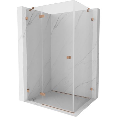 Mexen Lunar Duschecke links angeschlagen 85 x 90 cm, transparent, gebürstetes Kupfer - 834-085-090-65-00-L (1/5)