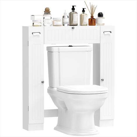 Meuble de salle de bain blanc avec rangements et porte-papier (1/5)