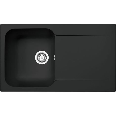 Évier Kite Fradeko 611-86 en Tectonite noir – Dimensions 860 x 500 x 190 mm – Pour sous-meuble 50 cm – Vidage manuel – Mepamsa (1/2)