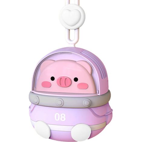 Ventilateur de cou rechargeable USB portable - Mignon animal 3 vitesses - Petit ventilateur électrique violet