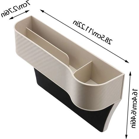 (Siège droit beige) Boîte de rangement pour espace entre les sièges avant de voiture, support de rangement en ABS pour sièges auto, boîte de rangement universelle pour l'intérieur de la voiture (1/5)
