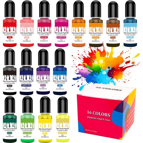 Pigments de couleur pour poudre de coulée, 16 couleurs, peinture en poudre de coulée à base d'eau pour béton et plâtre, convient pour les projets créatifs et le modélisme (1/5)