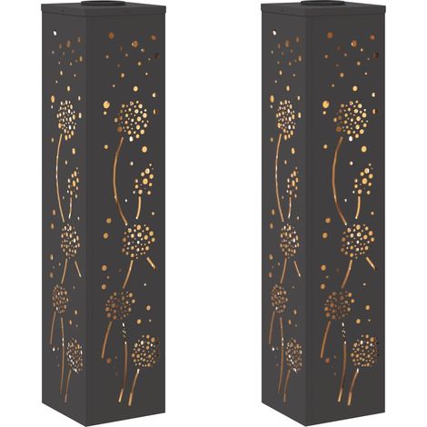 Set di 2 lampade da giardino solari di design moderno da esterno 18 x 18 x 80 cm in acciaio nero 020052587