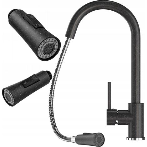 Granitan Robinet De Cusine Libra Avec Déversement Rétractable Noir (1/5)