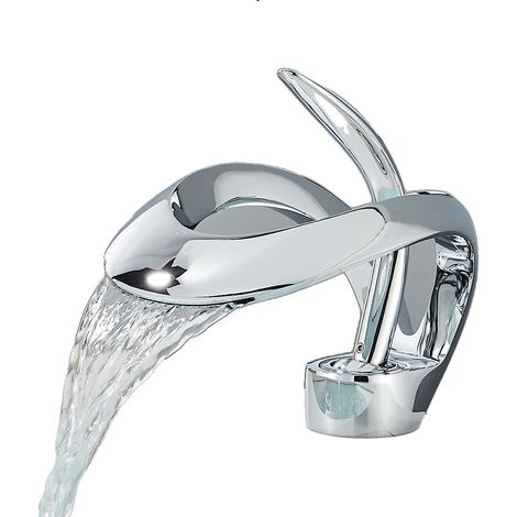 Duschsystem, LED-Temperaturanzeige, Wasserfall- und Regenduschkopf, schwarz (1/2)