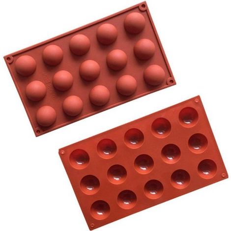 Moule à gâteau mousse semi-circulaire de grande taille (6, 8, 15 ou 24 cavités) et petit moule à chocolat hémisphérique semi-circulaire en silicone. (1/3)