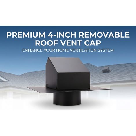 Couvercle de ventilation de toit amovible de 4 pouces avec clapet, couvercle d'évacuation de salle de bain en acier galvanisé pour système de ventilation, noir. (1/5)