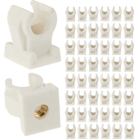 tecuro Rohrclip Set einfach 20/22 mm - 50 Stück - Kunststoff weiß, mit Messing - Gewindebuchse M6