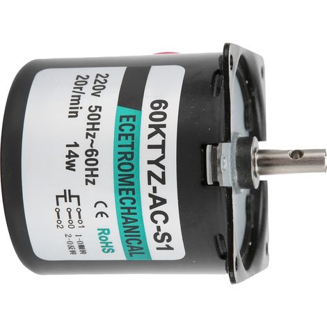 Moteur synchrone AC XD60KTYZ 14W, à aimant permanent, faible vitesse, couple élevé, bidirectionnel, arbre central 20 tr/min, 220V, usage multiple. (1/5)