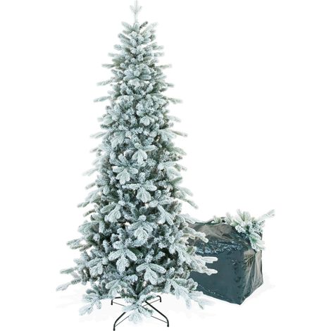BOP Albero di Natale innevato Slim in PE Real Touch e PVC Borsa Omaggio, Gaia 240 cm (1/4)