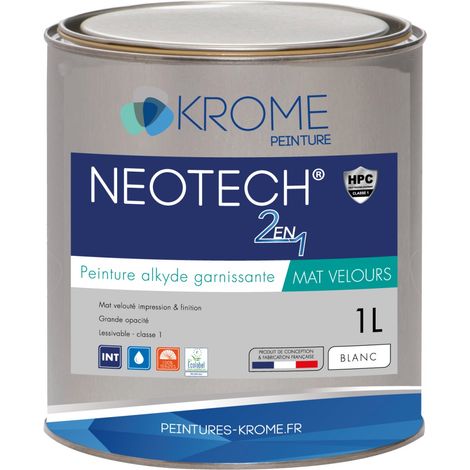 Krome NEOTECH 2EN1 Peinture Impression et Finition Murs et Plafonds - Intérieur Conditionnement: 1L - Couleur: BLANC (1/3)