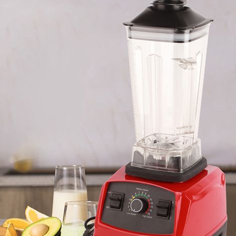 Mixeur de comptoir rouge entièrement automatique, bol transparent, lame incisive haute vitesse, extracteur de nutriments, prise UE 220 V (1/5)