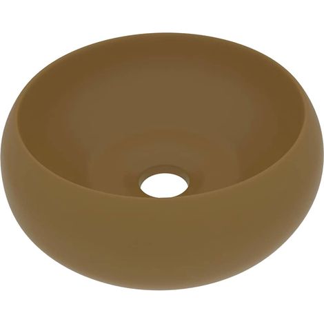 Lavabo rond de luxe Crème mat 40x15 cm Céramique