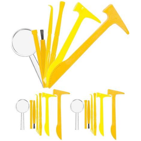 Set mit 21 Ausgrabungswerkzeugen (Pinsel, Meißel, Hammer) zum Erlernen von Bautechniken. – 8,70 x 4,00 x 0,60 cm – Gelb (1/4)