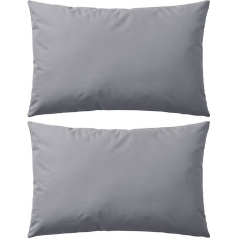 Juego de 2 cojines decorativos para jardín exterior 60 x 40 cm gris DEC020104