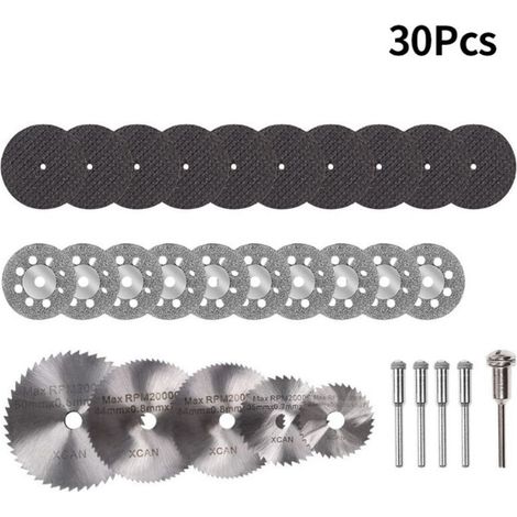 Bardusch 30 PcsMini Disque Diamant à Tronçonner, Mini Lame de Scie Circulaire HSS, Mini Disque de Coupe en Résine, avec 3mm Mandrin pour Bois, Métal, Plastique, Pierre, Verre (1/4)