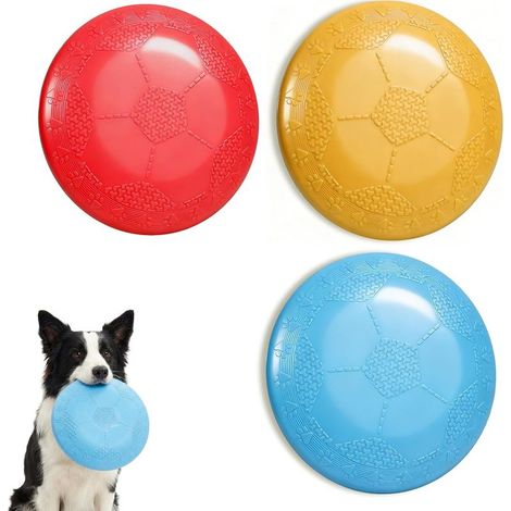 Jeu de 3 Frisbees pour Chien en Caoutchouc Naturel, Jouet Flottant Indestructible pour l'Eau et l'Extérieur, Idéal pour le Dressage et l'Interaction (1/5)