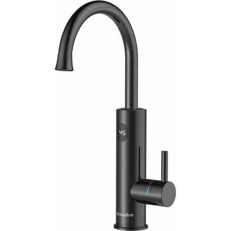 Elektrischer Wasserhahn mit Durchlauferhitzer LED Temperaturanzeige Wasserhahn Küche 360° Drehbar Küchenarmaturen Schwarz 
Spültischarmatur Edelstahl 3000W Mischbatterie Armatur Küche