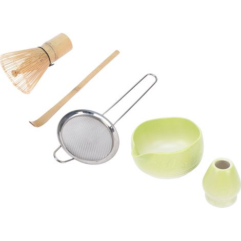 Kit préparation matcha japonais en céramique motif feuille d'érable avec bol 580ml cuillère tamis fouet support 6 pièces (1/5)