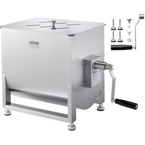 Mélangeur à viande manuel, équipement de traitement de la viande avec réservoir fixe de 40 L, machine à mélanger pour chair à saucisse en inox, capacité de mélange max. 27,2 kg, pour bœuf haché (1/3)