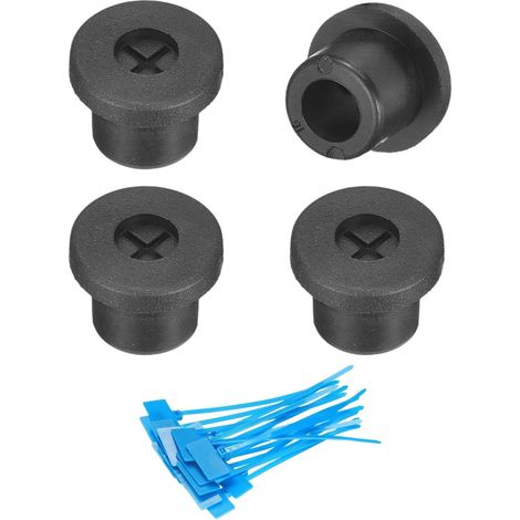 4Pcs Passe-Câble, 3/8"(10mm) O-Ring En Caoutchouc Pour Bureau Couverture De Trou De Passage De Fil Avec Attaches-Câble Marquées Pour Protection Des Câbles À Domicile, Noir (1/5)