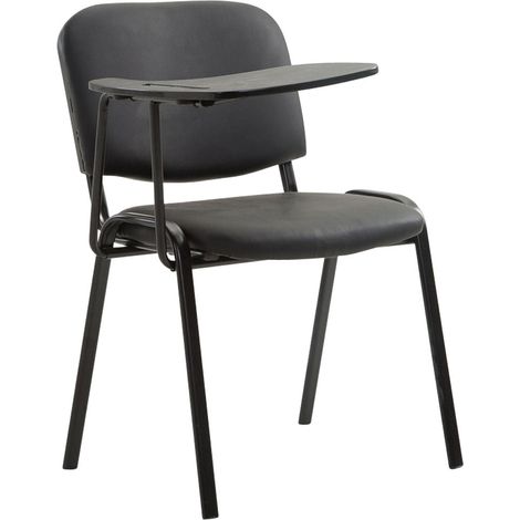 Poltroncina visitatore attesa con tavolino pieghevole in tessuto nero, basamento a 4 gambe in metallo 100002768